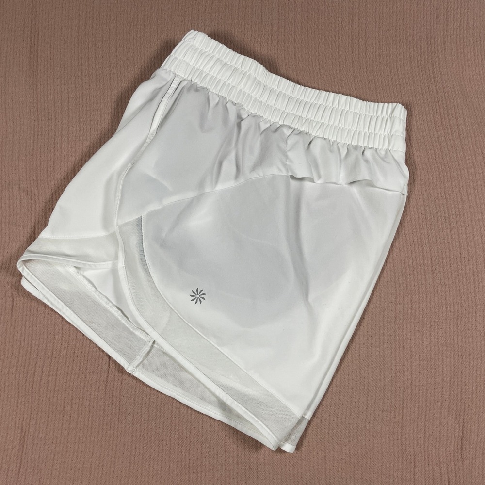 Athleta Mesh Racer Run 4 Short Women XXS White Running Activewear
